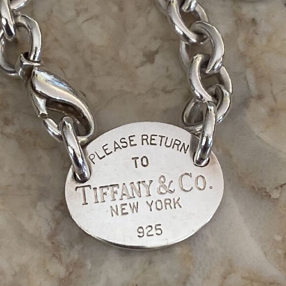 Tiffany & Co. Return To Tiffany Oval Tag Chunky Rolo Link Necklace 925 Sterling - Picture 4 of 12